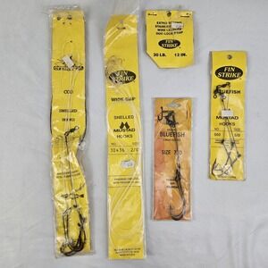 NIP Fin Strike Handmade Snelled Fishing Hooks Cod Bluefish Wide Gap